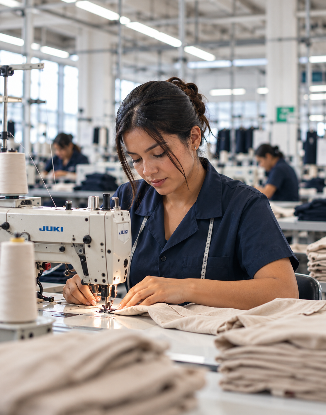 Costurera en fábrica textil